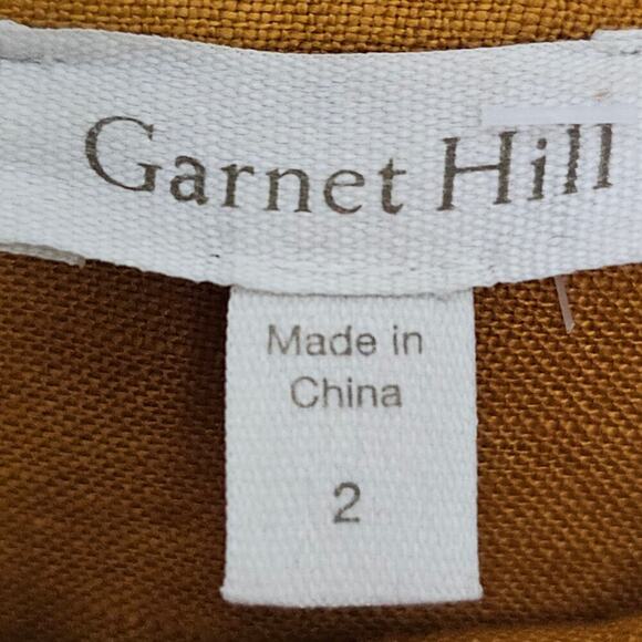 Garnet Hill Women's Mustard Yellow Linen Embroidered Dress‎ Short Sleeve 2 Short - Picture 2 of 8